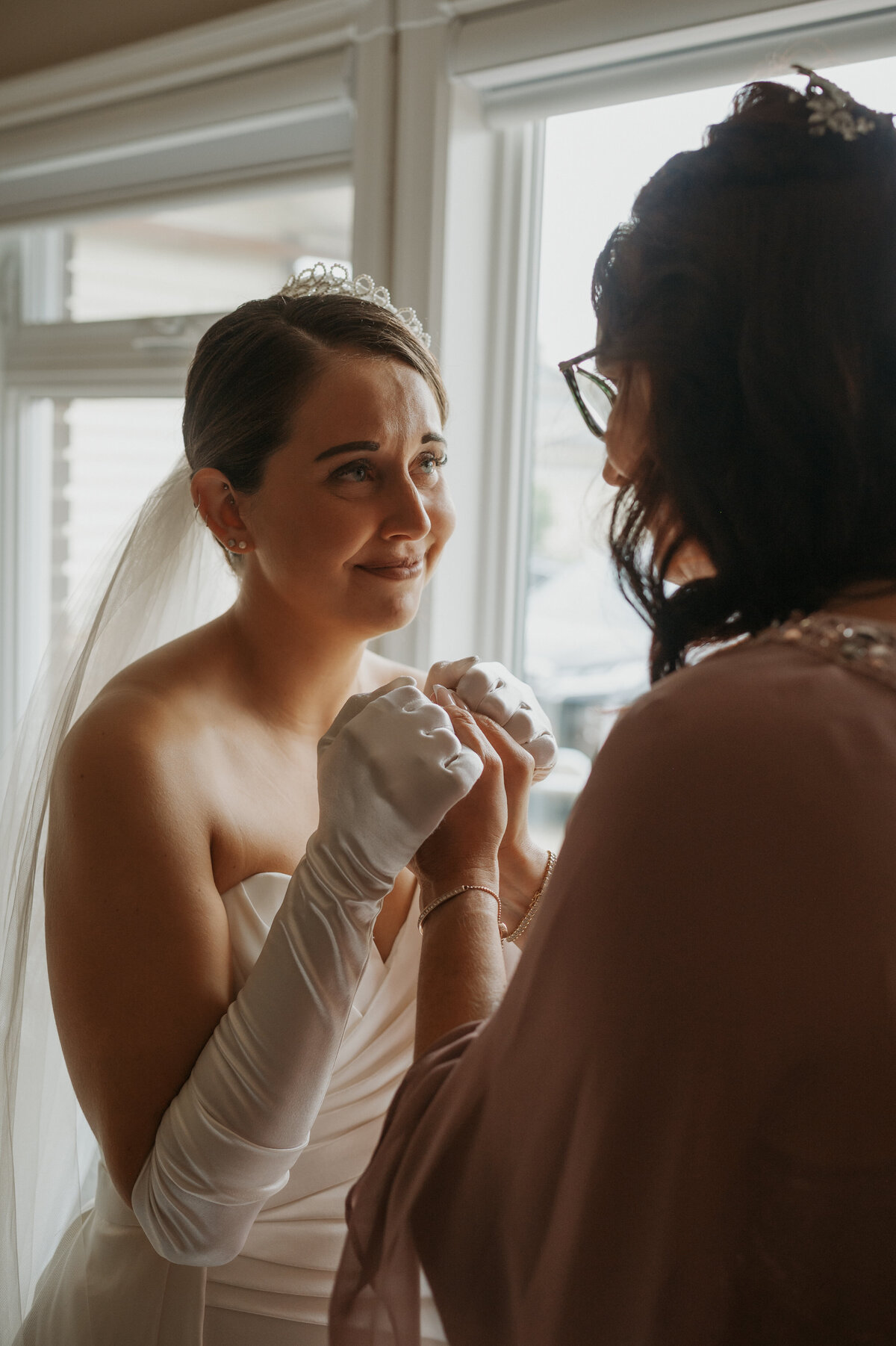 special moment of bride with her mom
