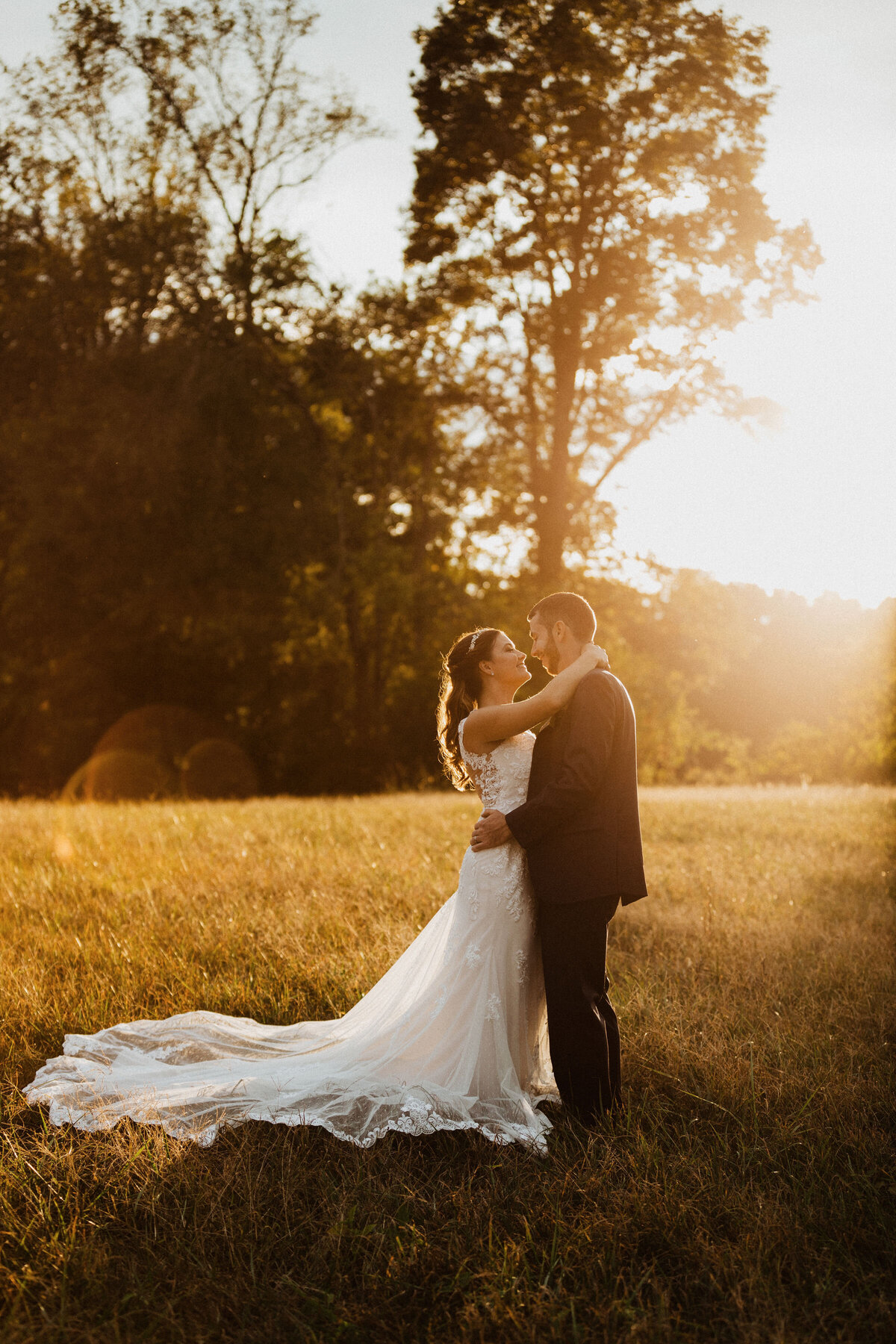 golden hour bride and groom photos