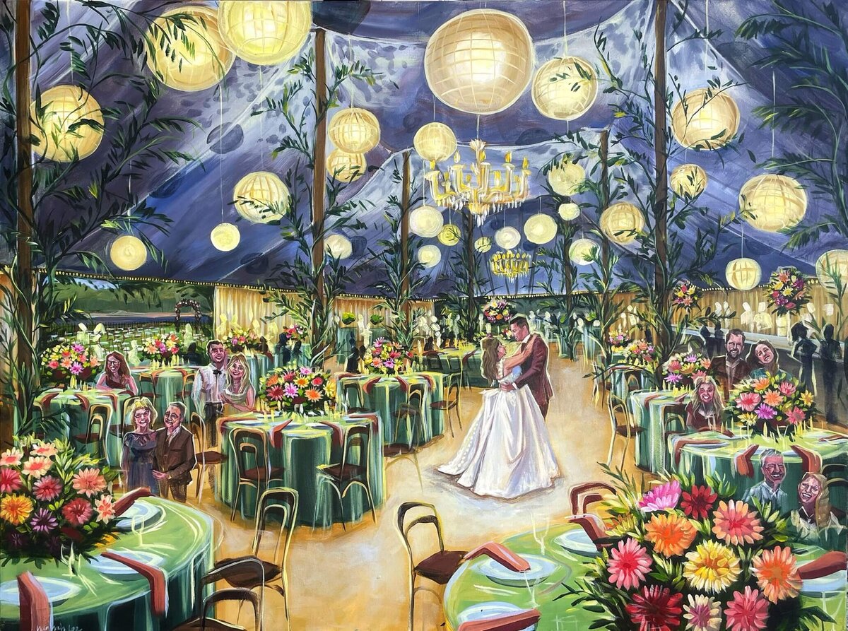 NY Live Wedding Painting of wedding at the Inn at Taughannock Falls - Blatz-Meissner