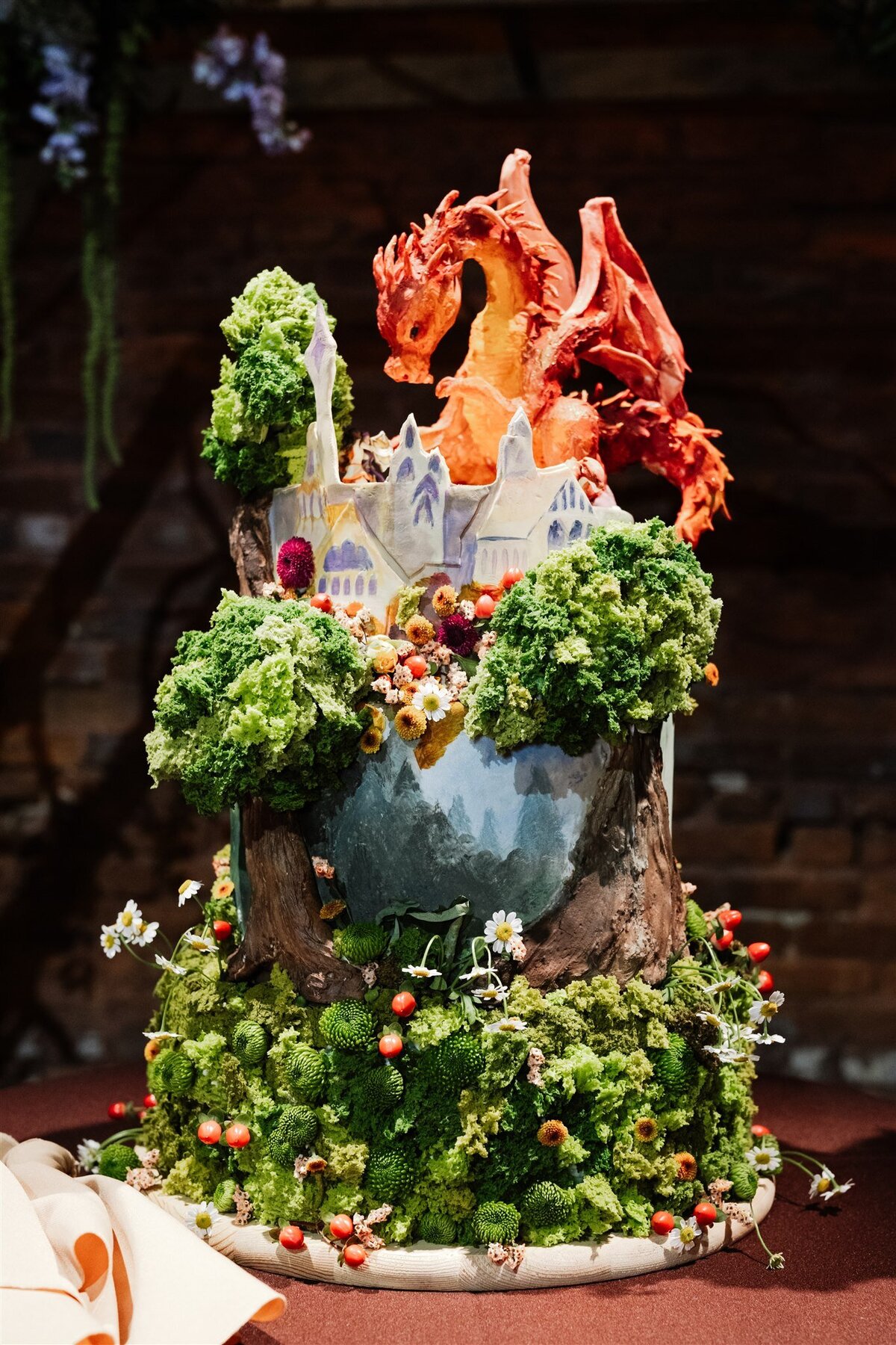39 - Armature Works The Gathering Wedding Reception Lord of the Rings Dragon Cake - Tampa Bay Wedding Planner