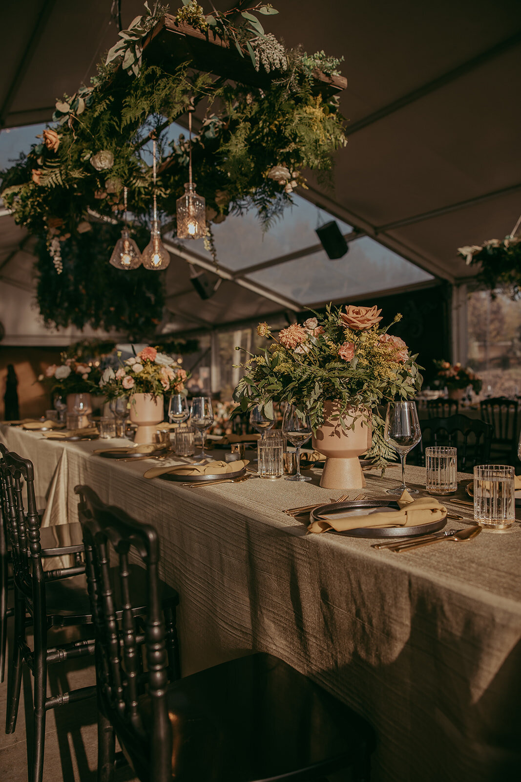 Moody earth tone Edmonton wedding table