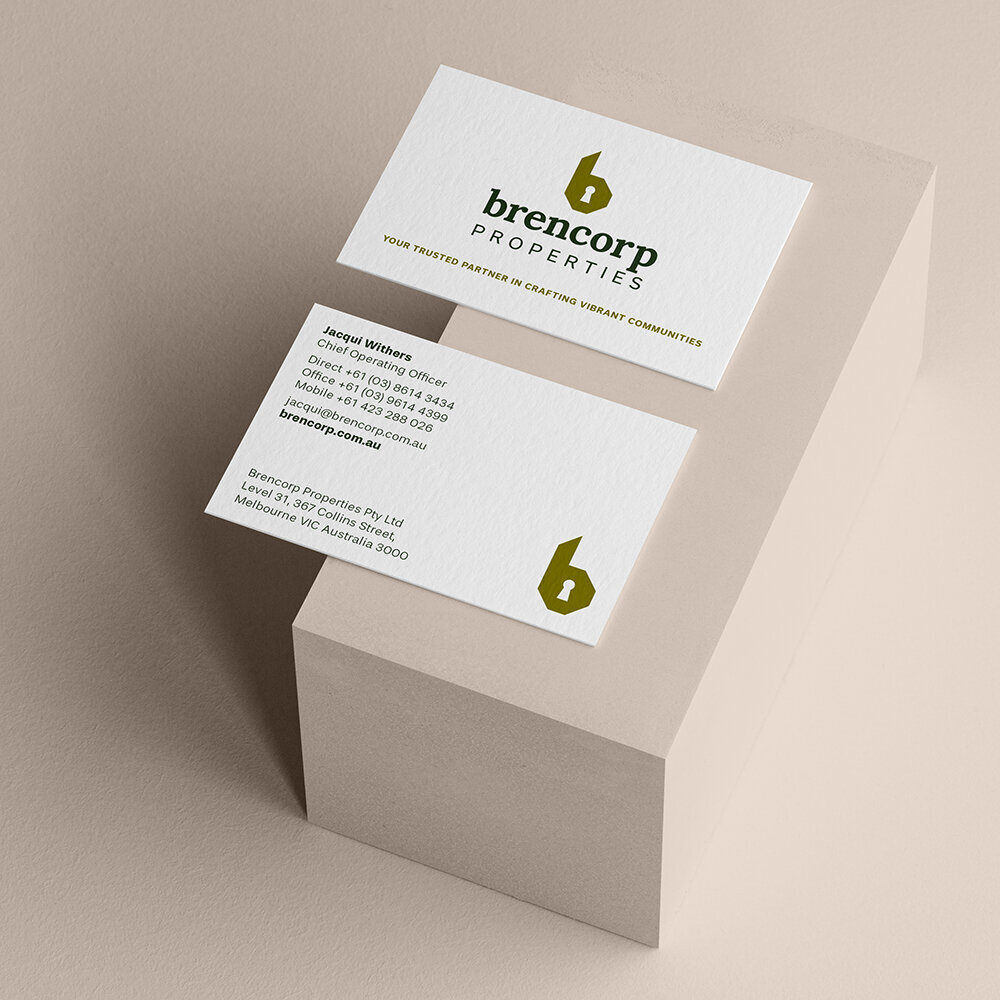 SR_Brencorp Properties_Business Cards on Block Mockup_SQ_W