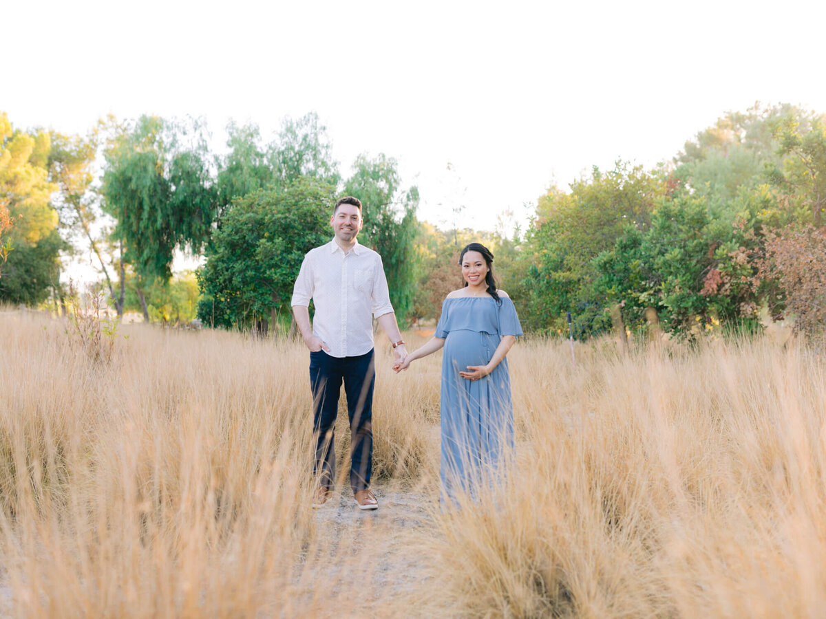 maternity photoshoot at yorba linda regional park blue dress