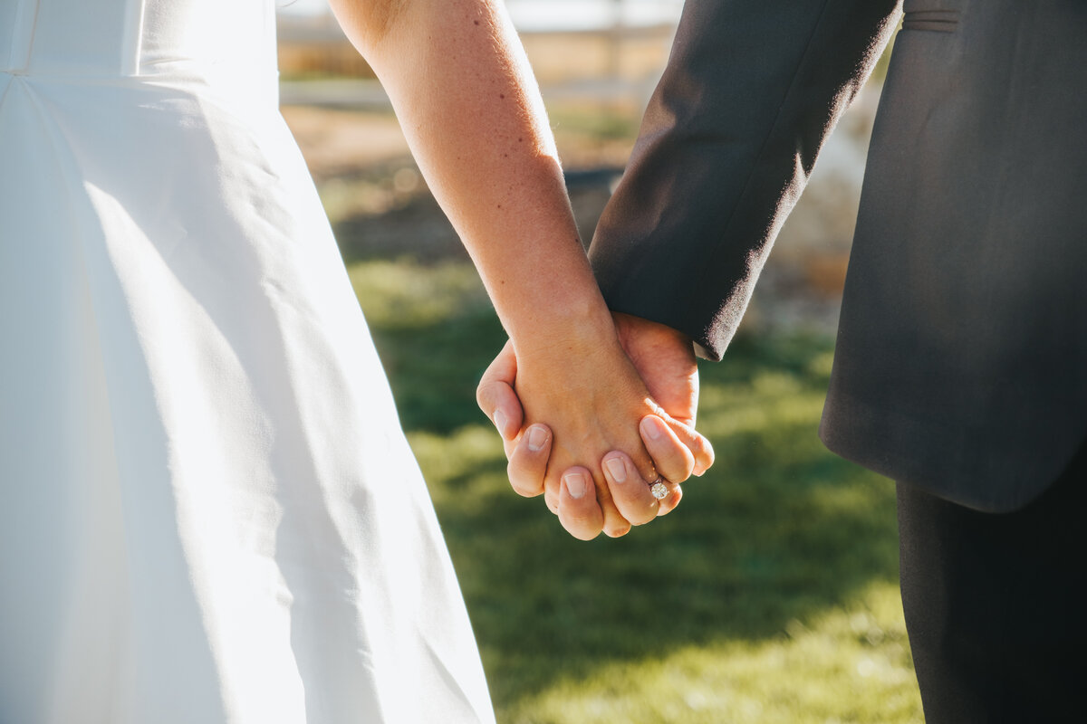 Couple holding hands, close up