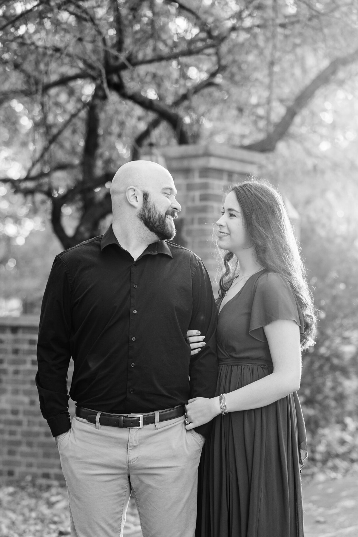 Couple outside in the garden at Cox Hall Gardens in Carmel, Indiana