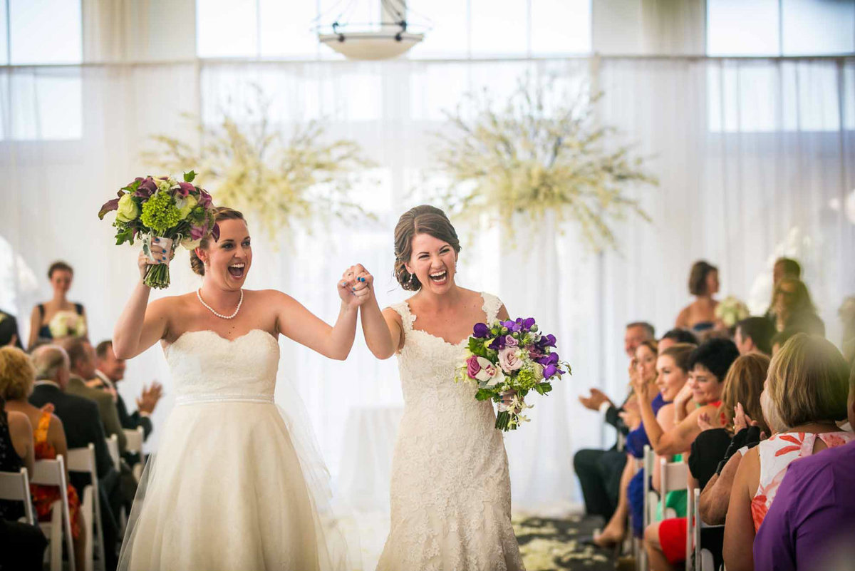 two happy brides