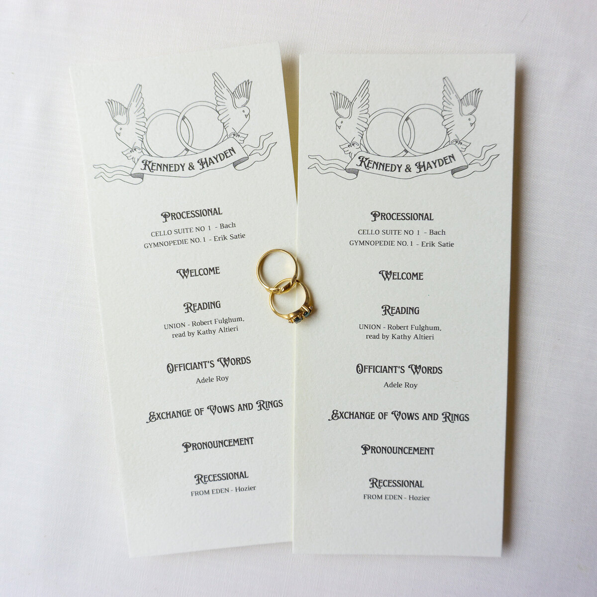 printed program wedding ceremony hand outs