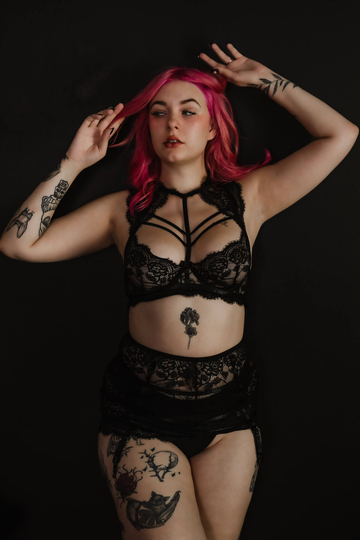 Dark and edgy boudoir portrait showcasing bold tattoos and fierce attitude in Whatcom County studio

Moody tattooed boudoir photography with dramatic lighting and raw confidence in Bellingham, WA

Artistic and intense portrait highlighting tattoos and edgy style in a moody Whatcom County setting

Bold and unapologetic tattooed boudoir session capturing strength and individuality in Bellingham

Tattooed and fierce boudoir image with dark shadows and powerful presence in Whatcom County studio