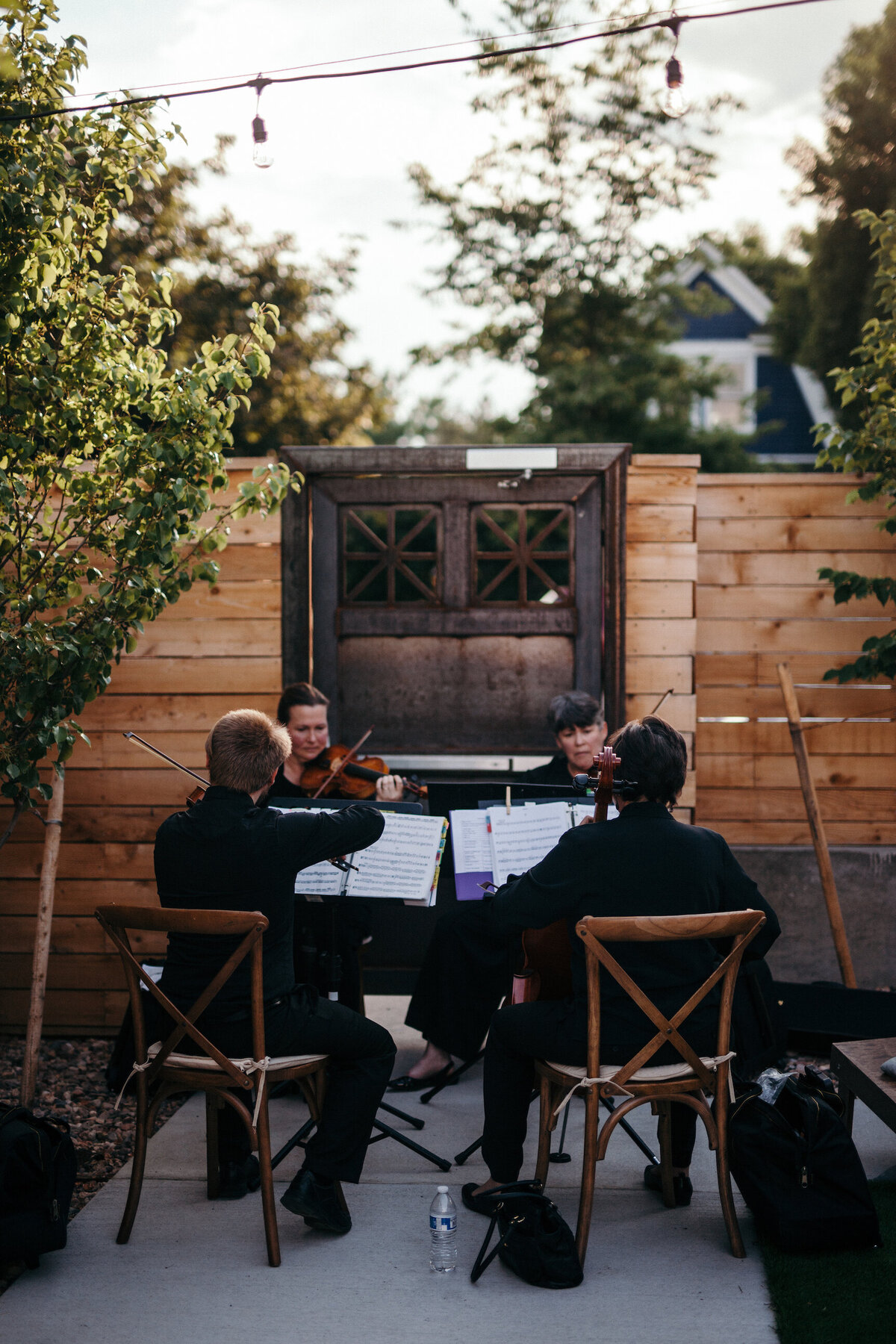 Musicians playing at outdoor wedding in Longmont Colorado