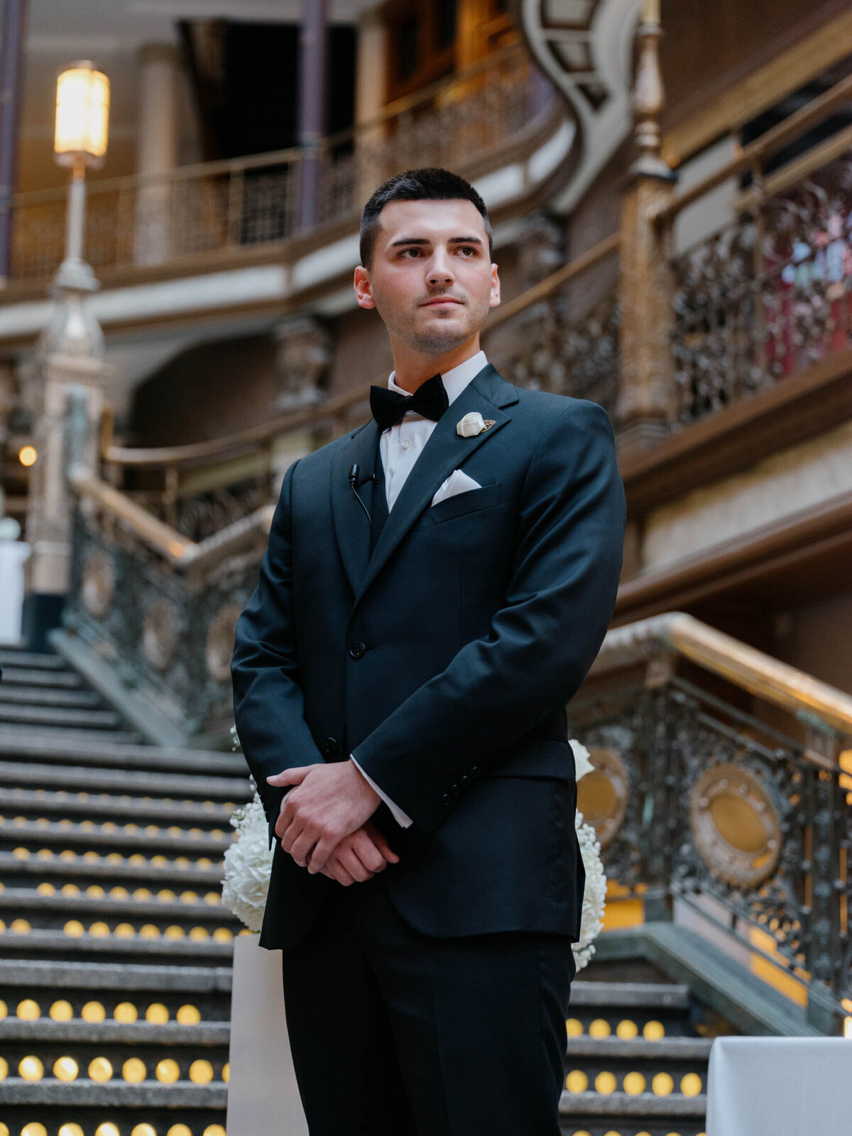 Wedding ceremony under glass ceiling at The Arcade Cleveland