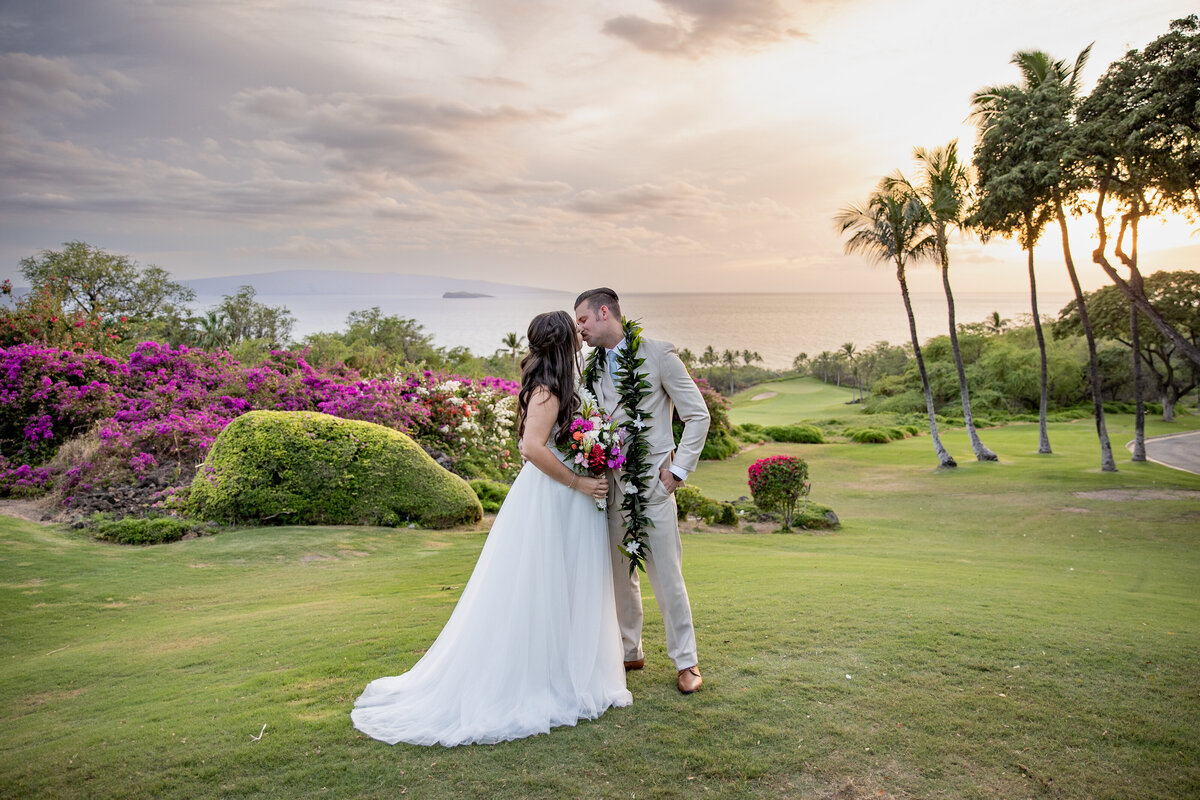 Maui Wedding Photographer captures bride and groom after Maui beach wedding