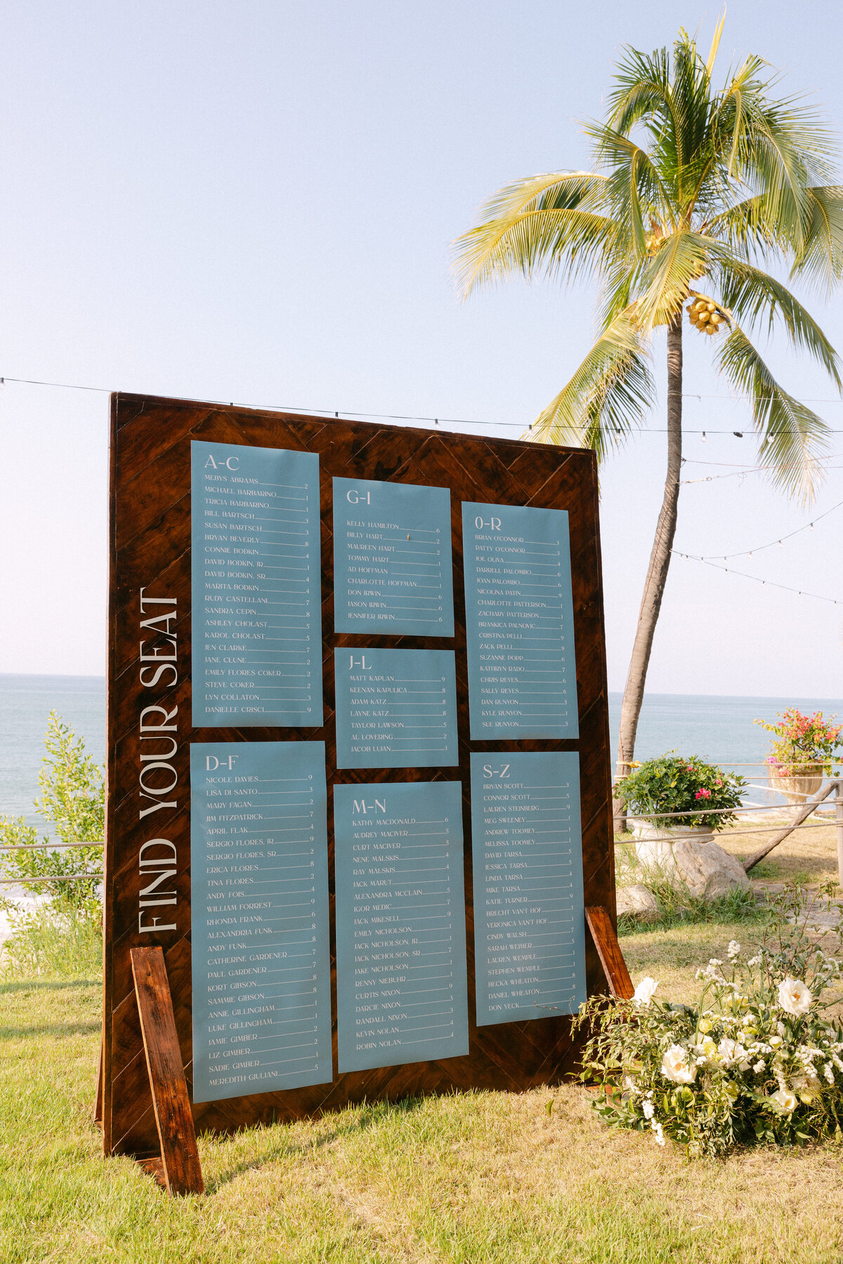 mexico wedding wood seating chart display