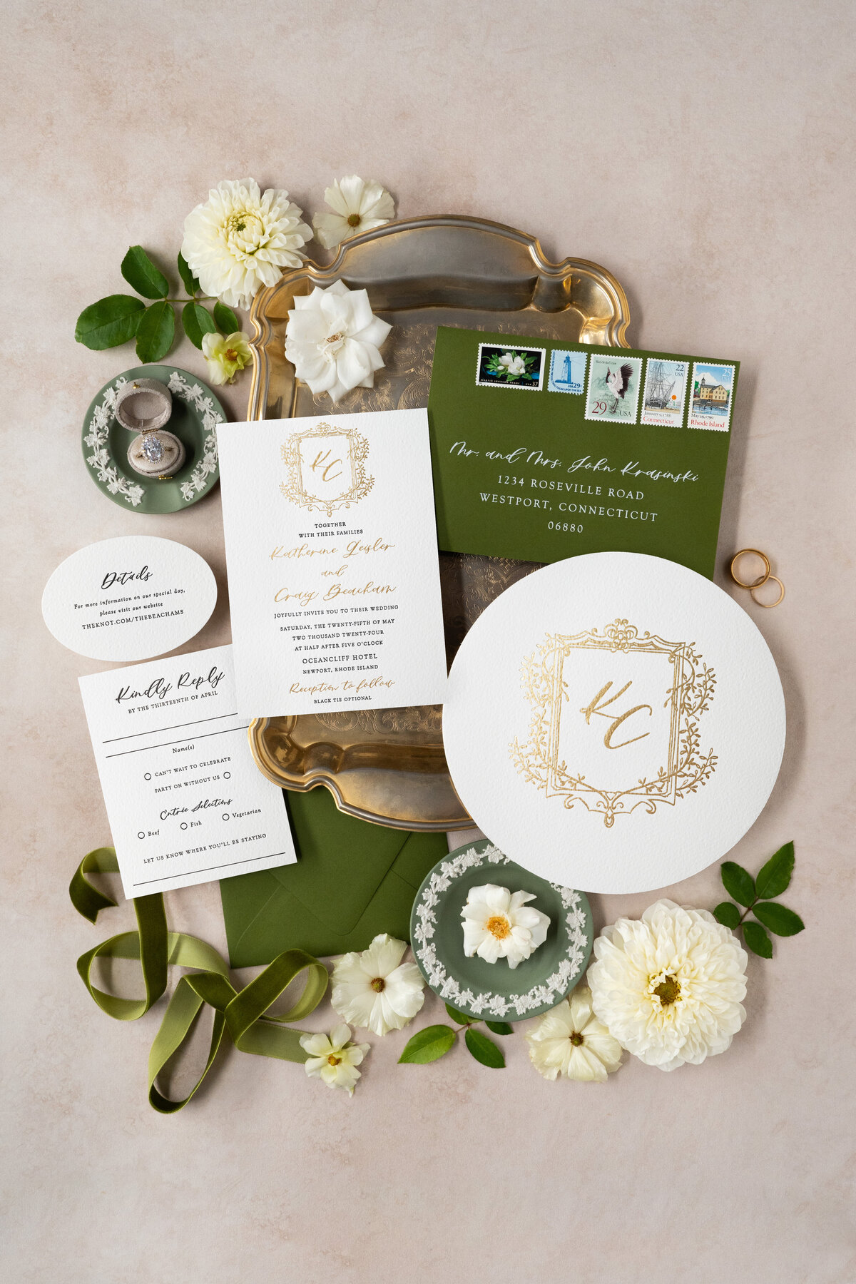 gold foil wedding invitation suite