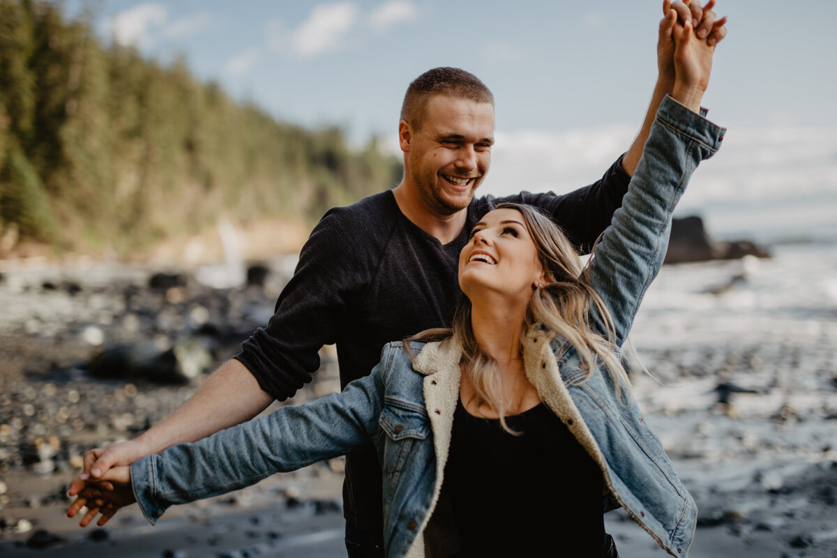 Sunset Golden Hour Mystic Beach Engagement Session_125