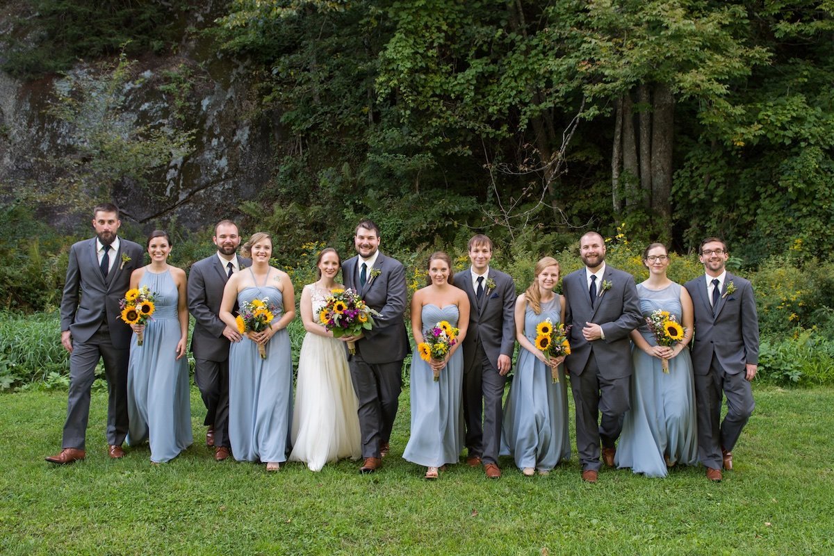 photographing a large wedding party with more than 10 people