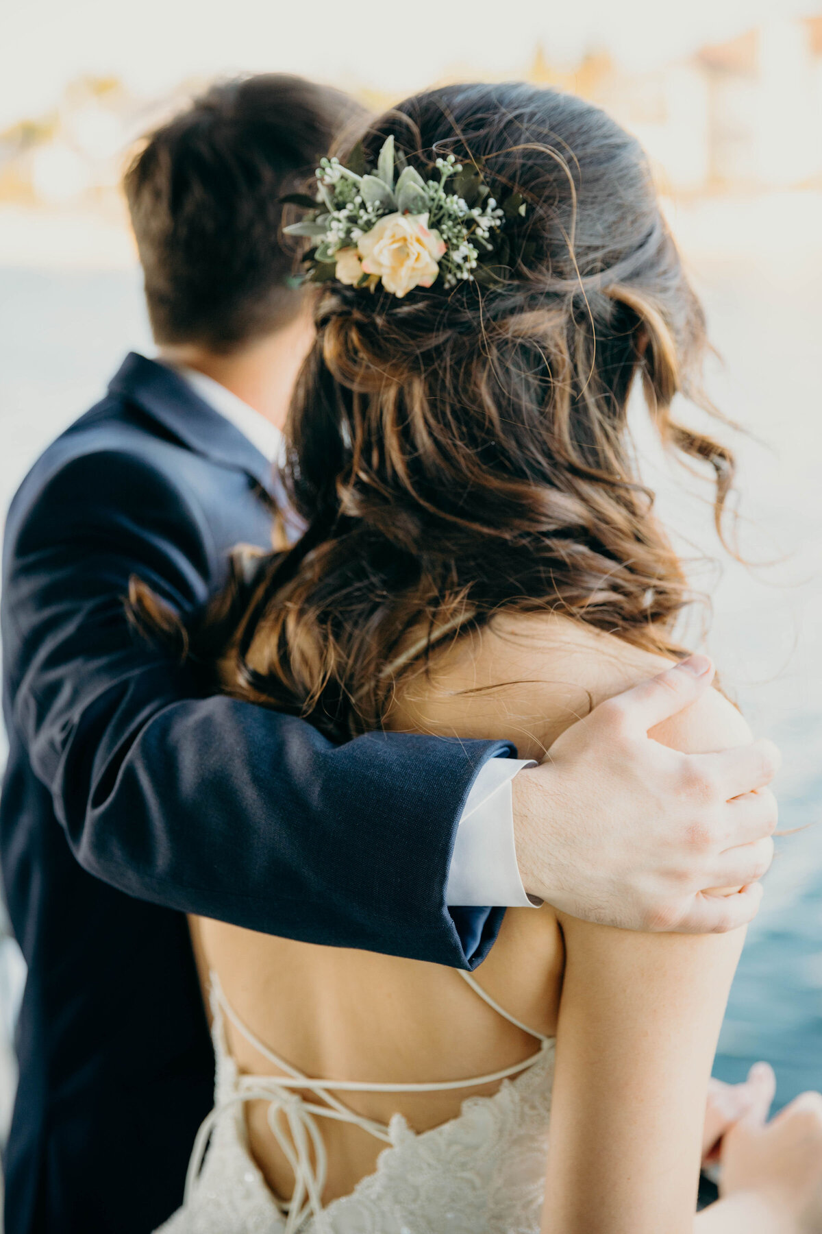 bride and groom standing side by side