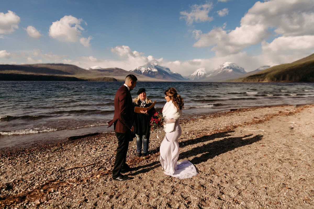 ceremony elopement wedding photos by lake