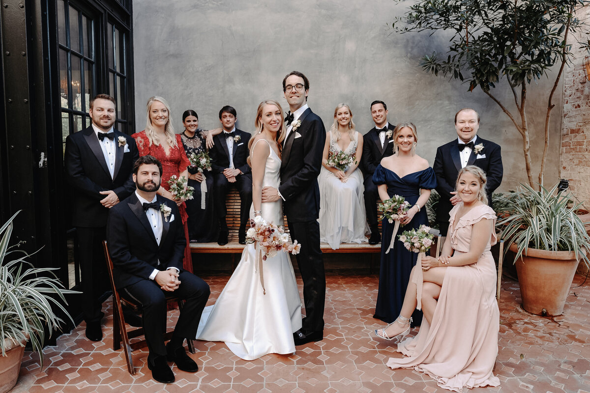Wedding Party posing inspiration at Hotel Emma in San Antonio Texas