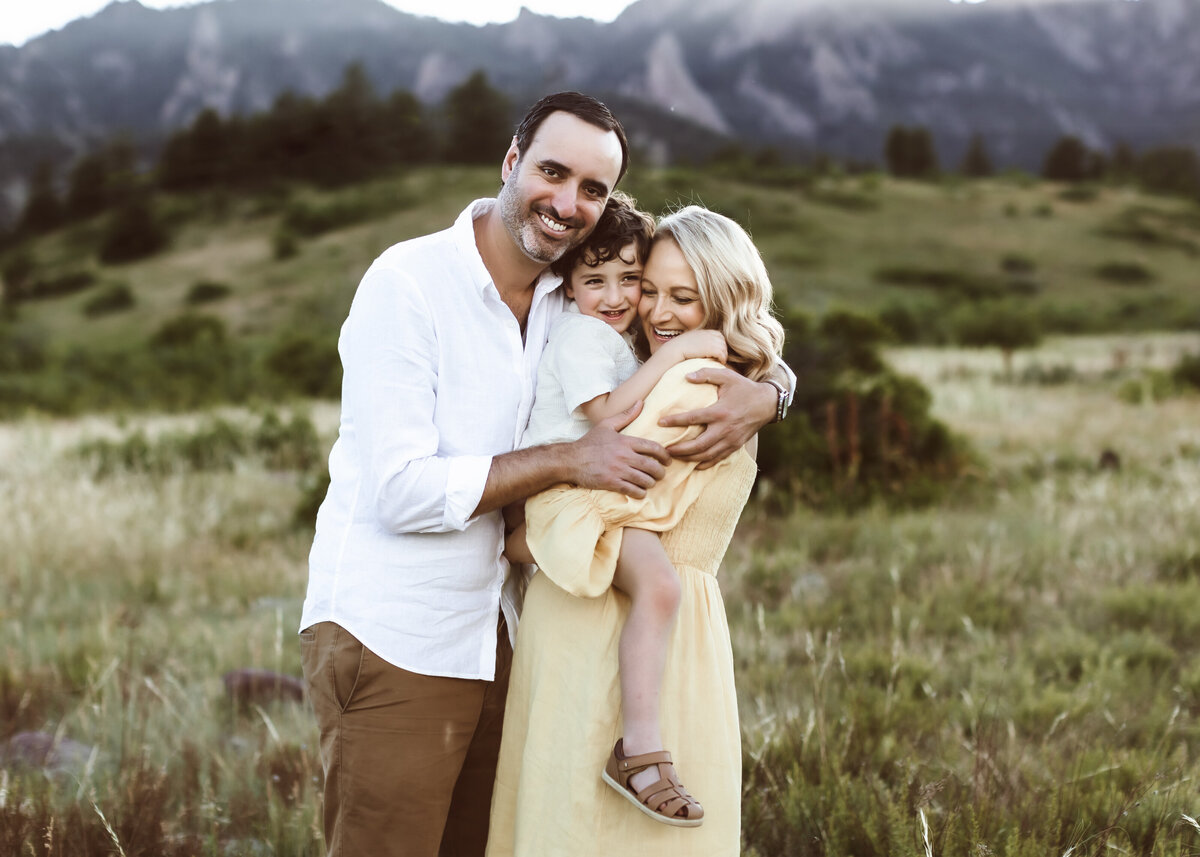 Summer Family photography session in foothills of Boulder Colorado with Erin JAchimiak Photography at sunset