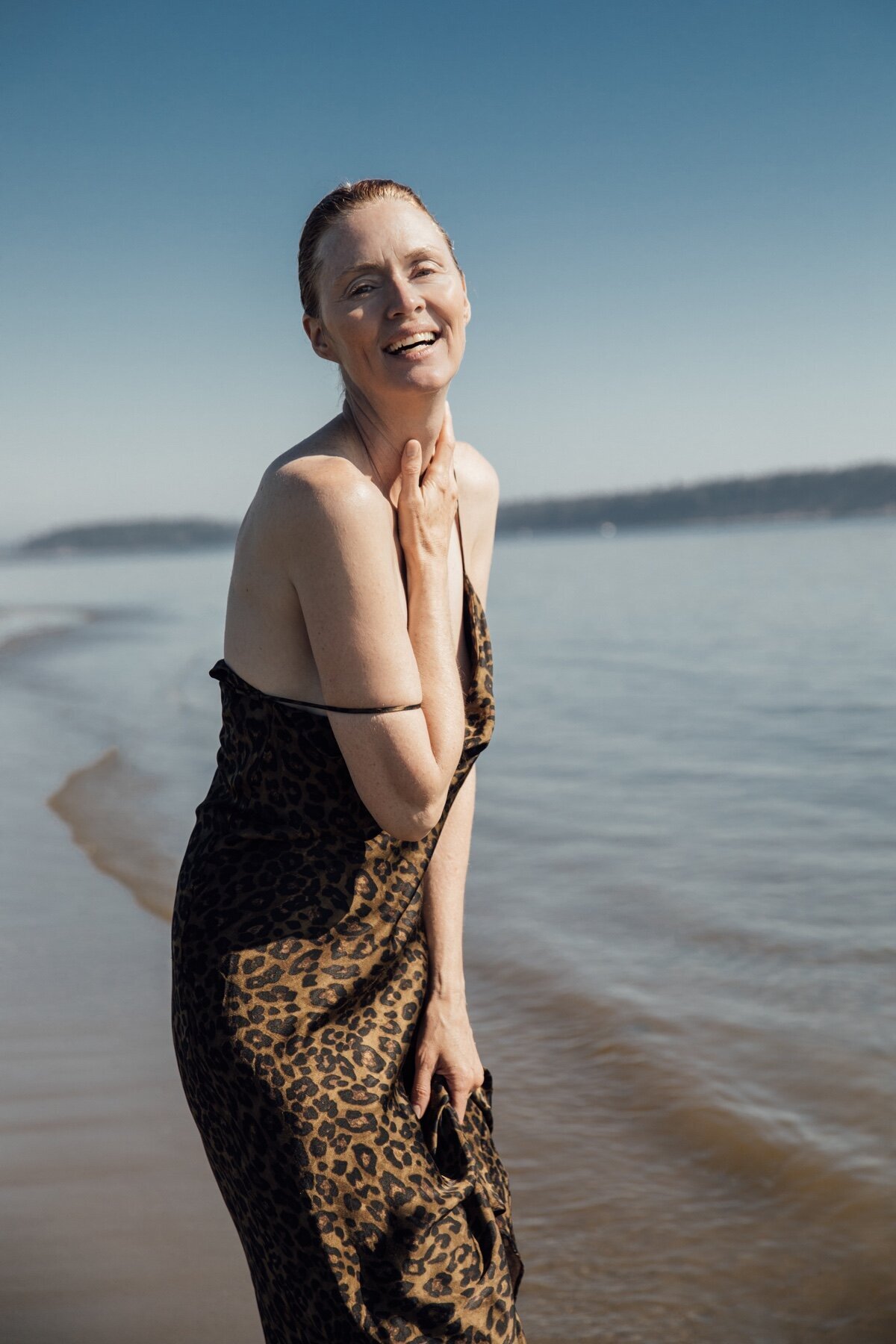 Picture of woman on the beach in slip dress