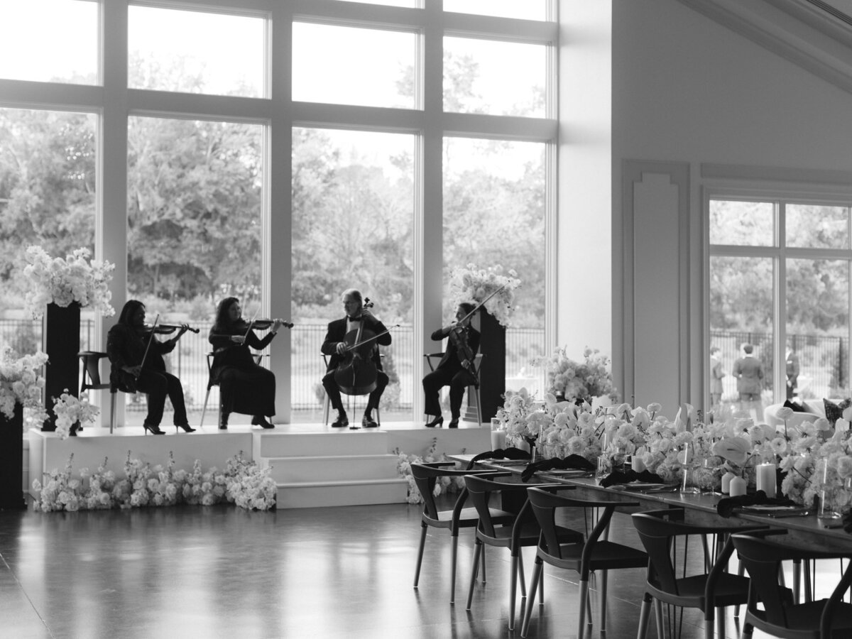 Quartet playing at Donovan Manor Raleigh wedding reception.
