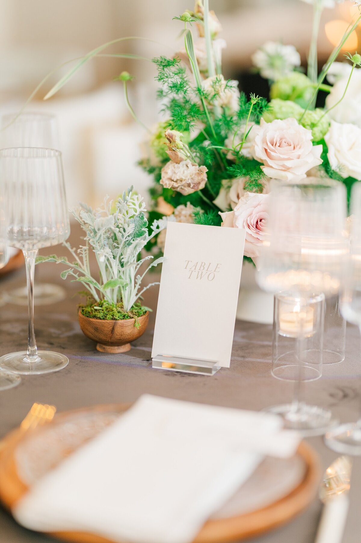 A setup on a table that says "Table Two"