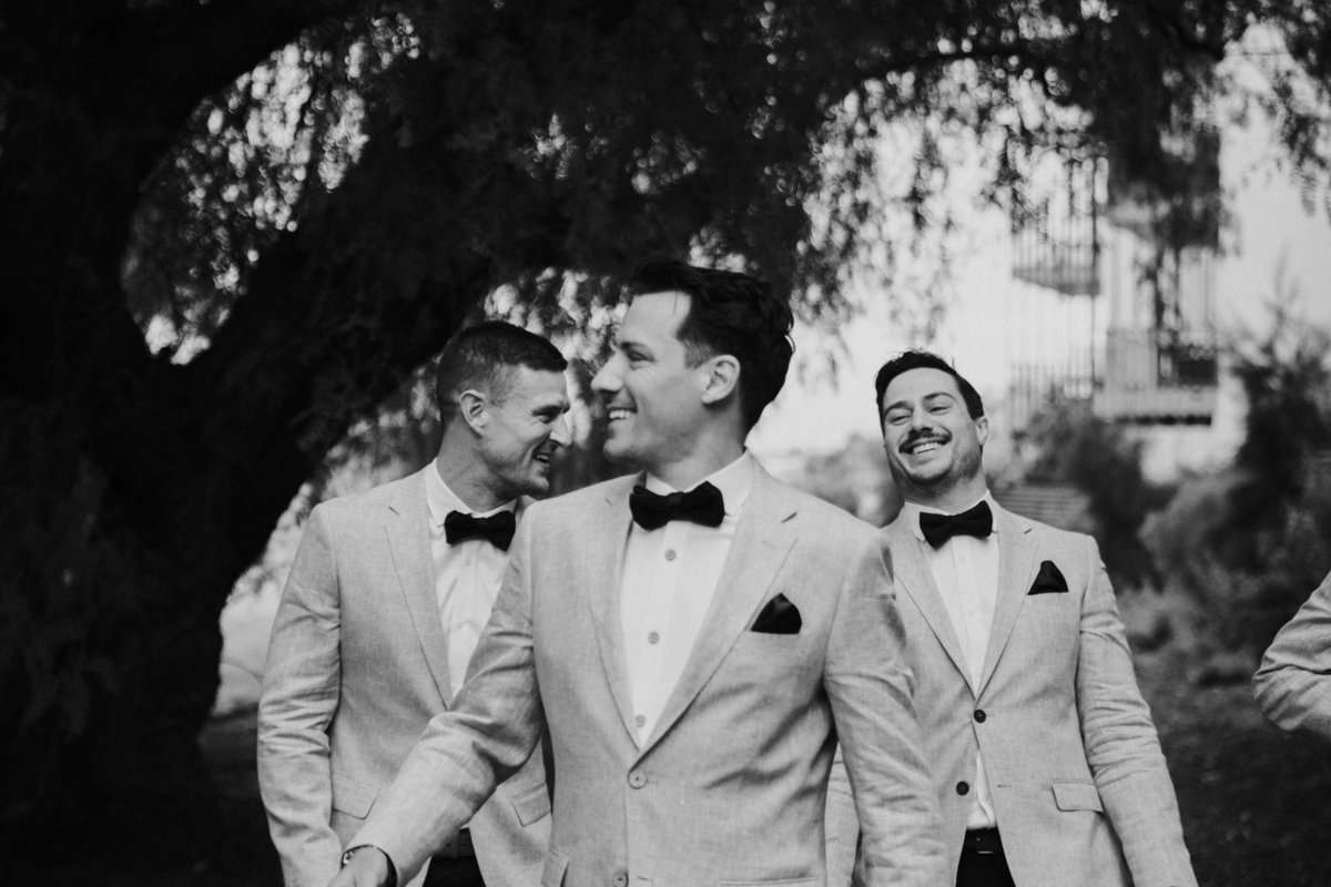 Groomsmen Portrait for Wedding at Studley Grounds Wedding Venue Kew. Sapphire and Stone Photography