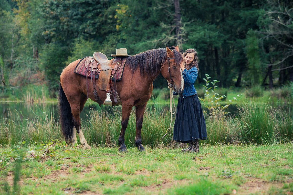 senior girl with horse