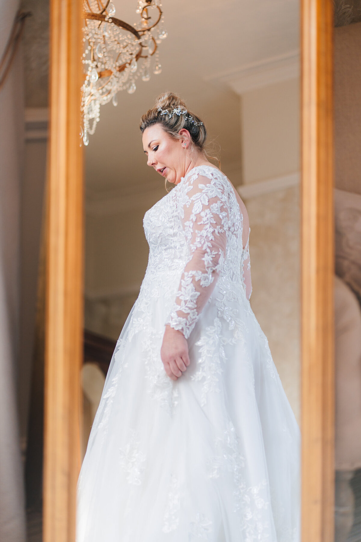 Bride in her dress at Ashfield House taken by wedding photographer and videographer Anthony Horseman