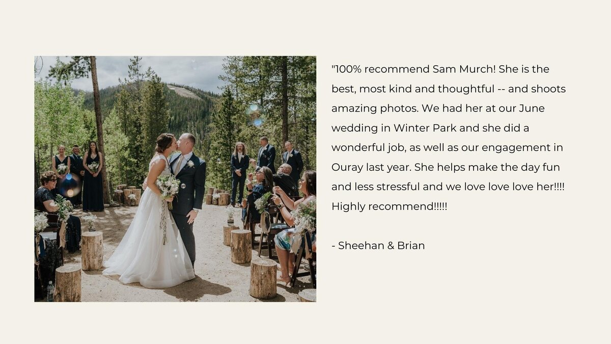 Sam is an outstanding photographer and just an all around great lady. She's especially skilled with non-traditional weddings, events, outdoor shoots. She referred to me as one of her adventure brides and I loved that-2