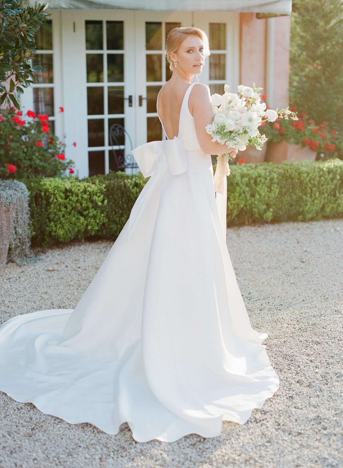 wedding dress with bow detail