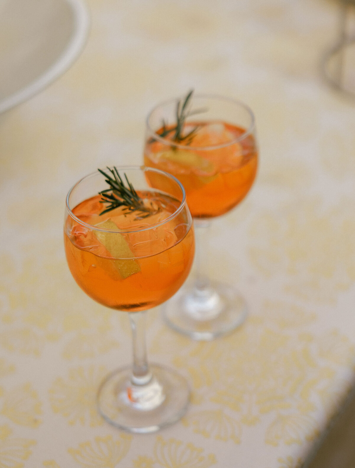 Two rosemary spritz cocktails