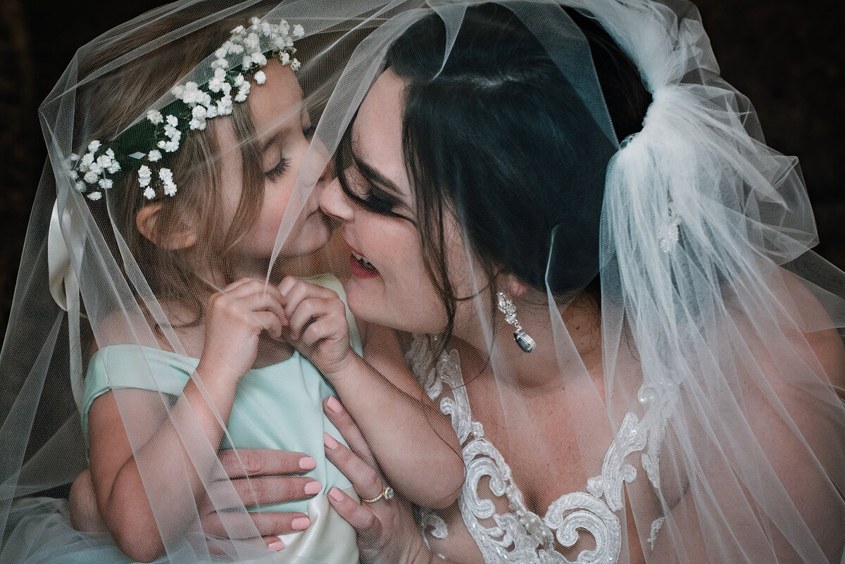Bride with flower girl