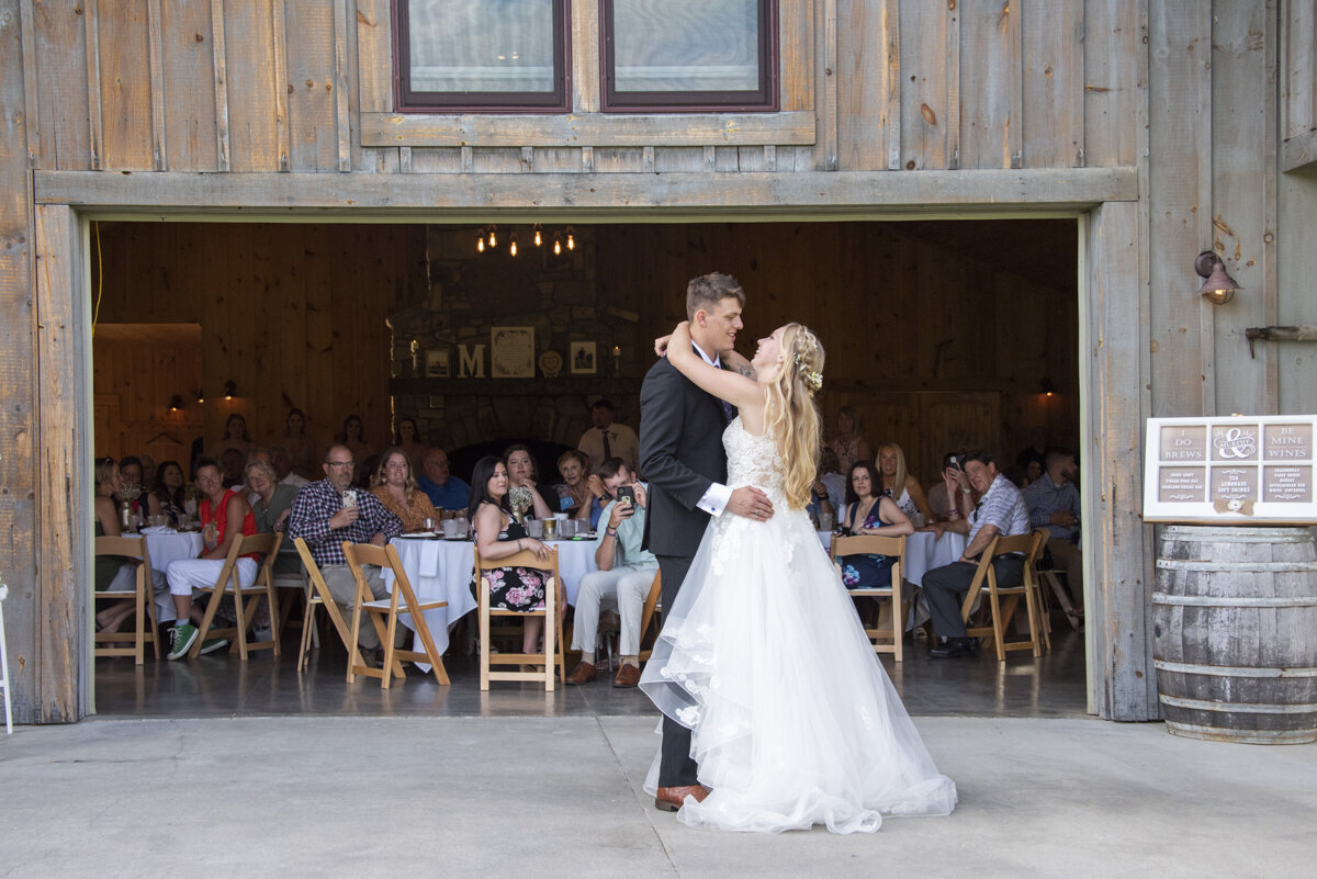 wedding couple dancing at Claxton Farm