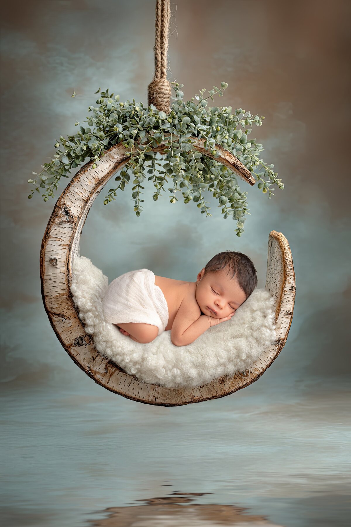 Newborn photos baby boy swing