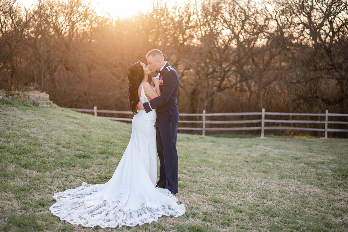 bride and groom at Red Barn Aubrey 