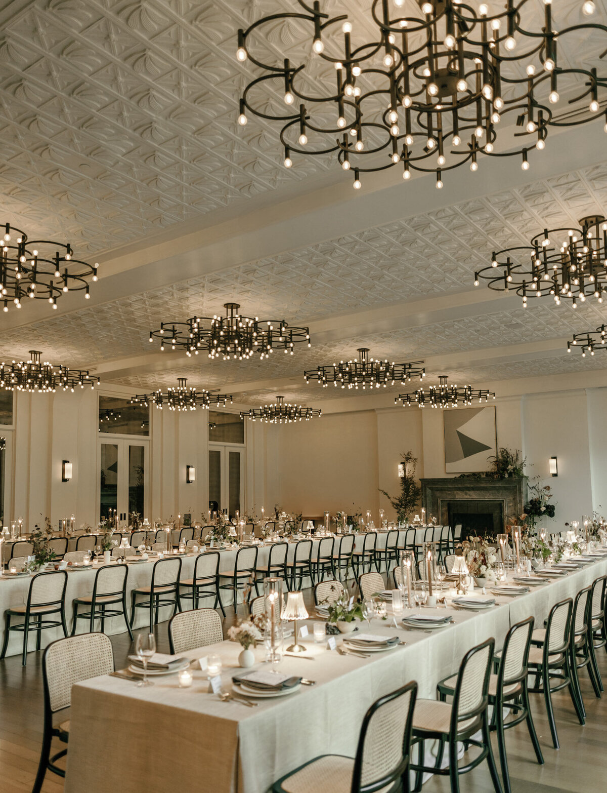 Fall wedding reception at Shinola Hotel, Detroit
