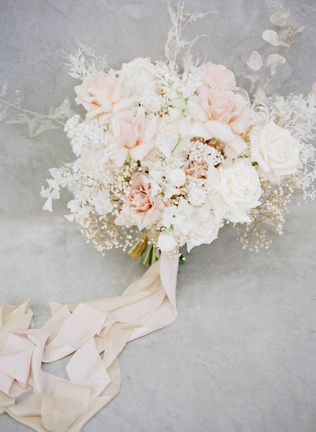 blush and white wedding bouquet