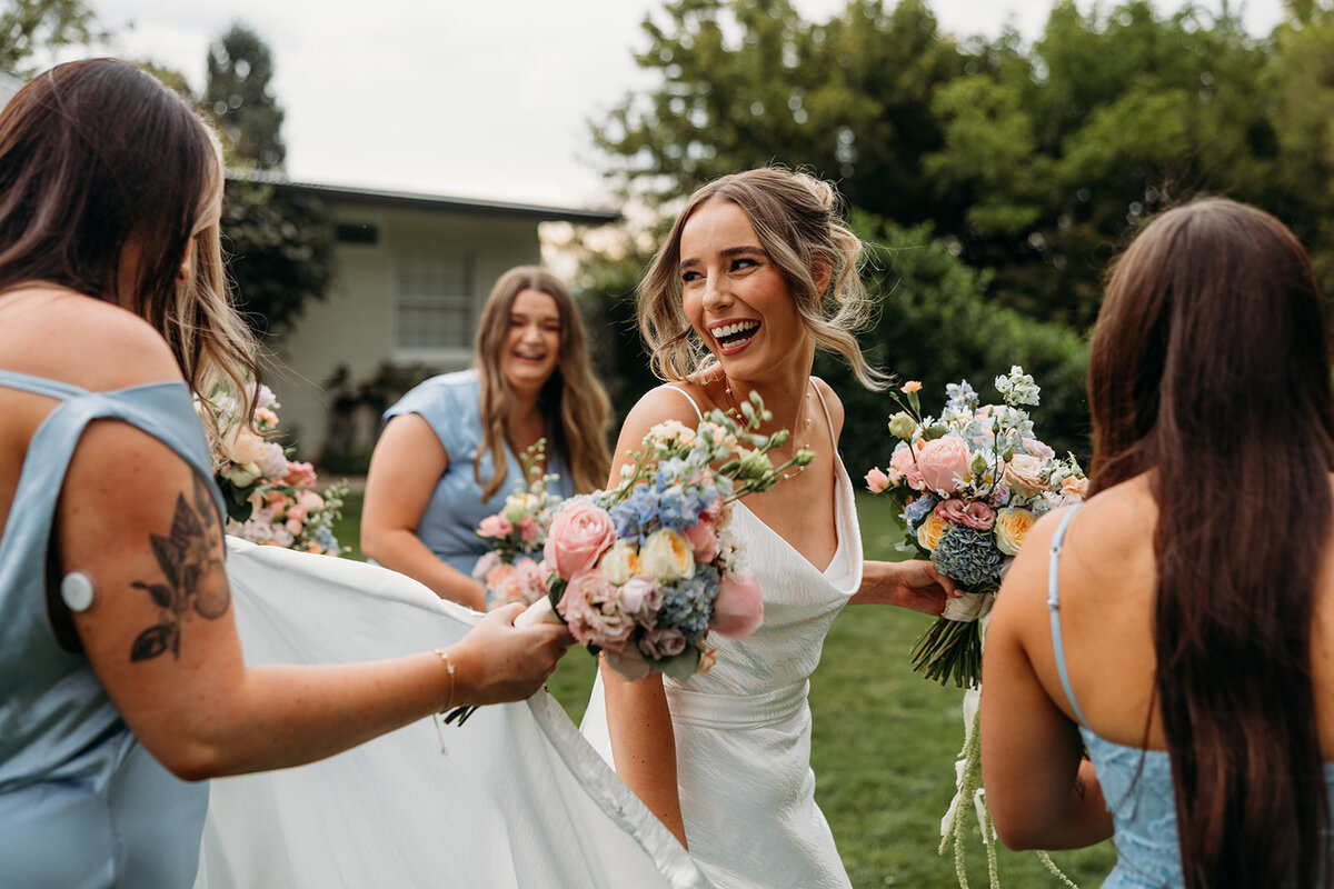 Bride laughing