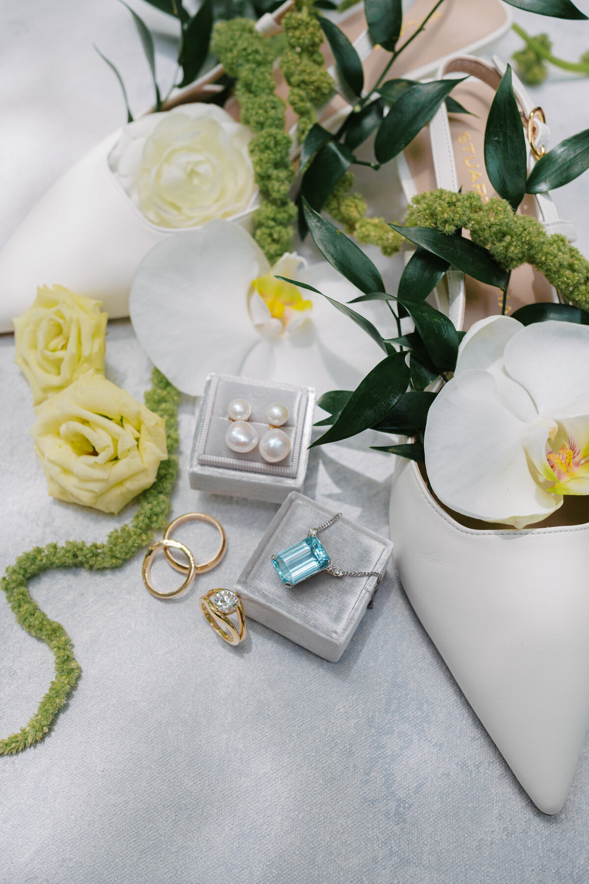 green colorful wedding bridal details 