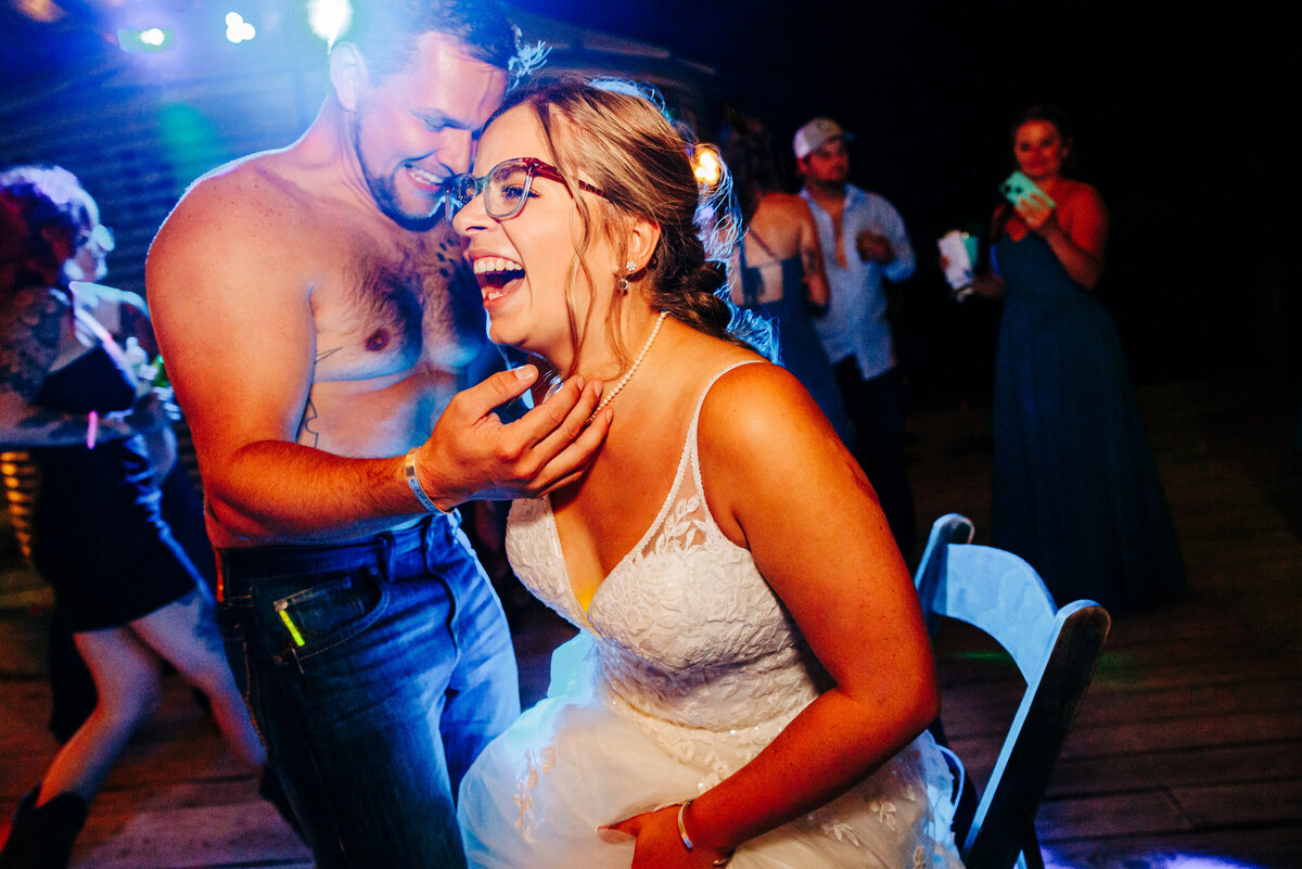 Bride and groom lap dance at Cattle Springs in Arlee, MT