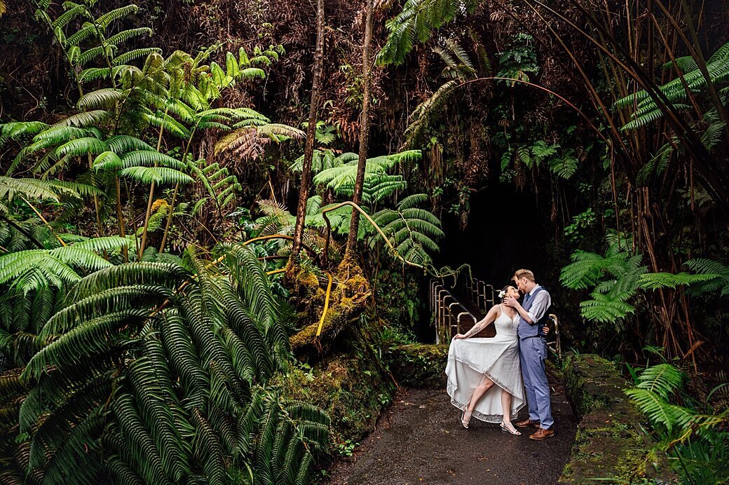 newlywed who just eloped at the Hawaii Volcano National Park