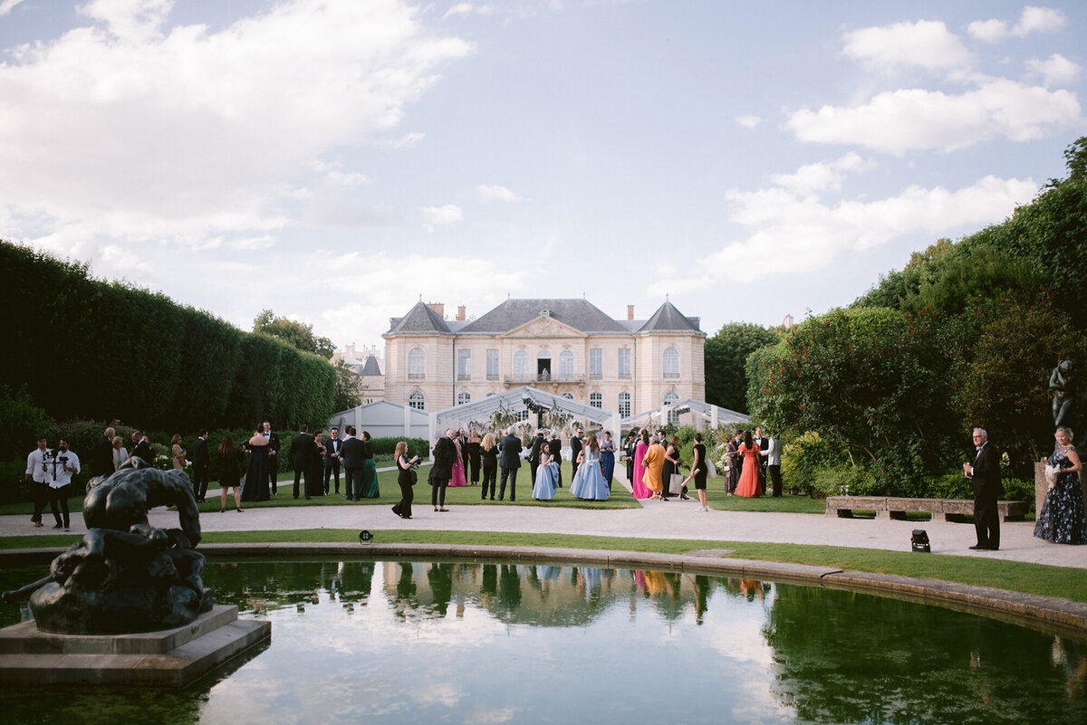h Musee Rodin Wedding by Alejandra Poupel Events lake and musée rodin
