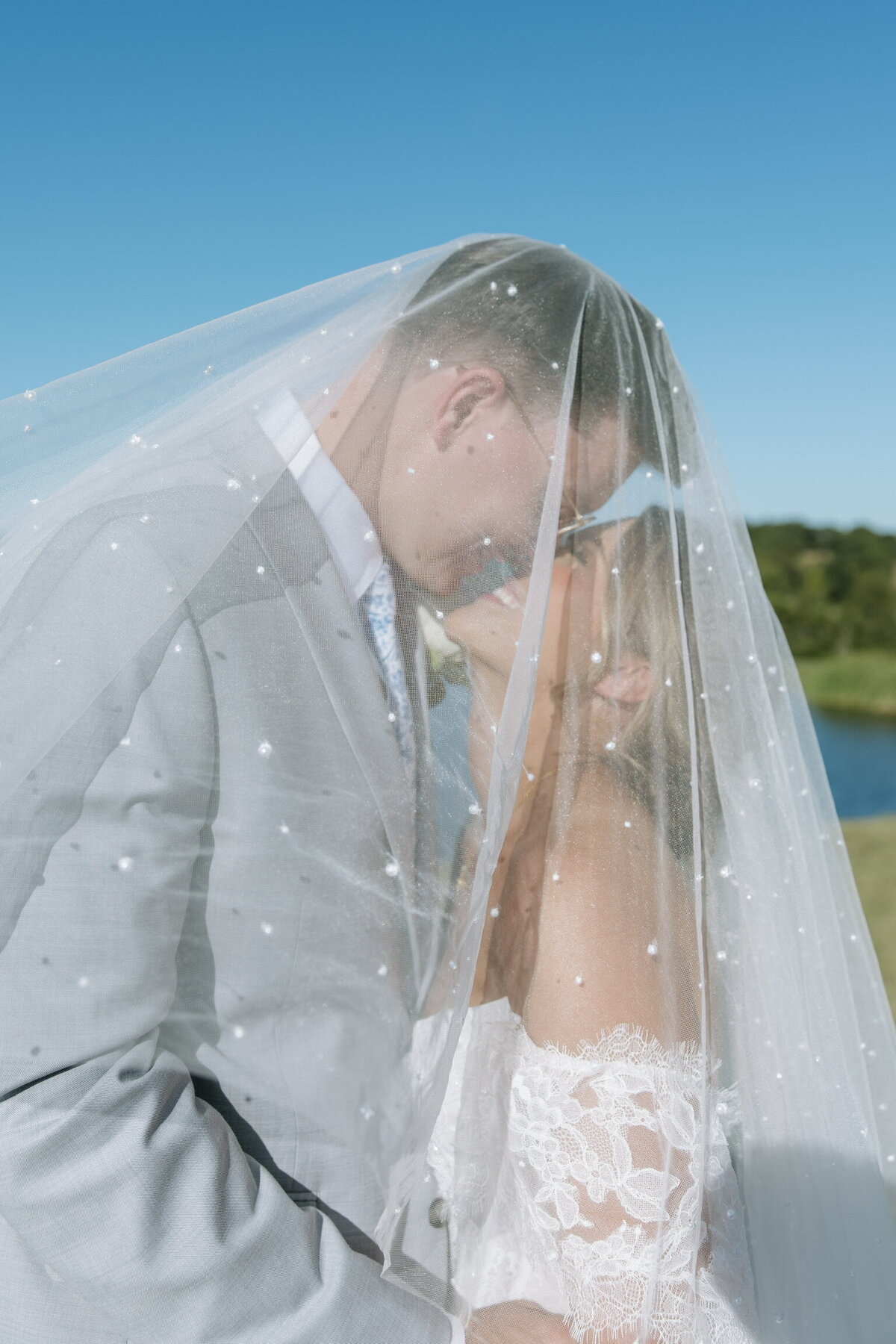Bride and groom sharing a special moment together at Willstone Acres wedding venue in Central Kentucky