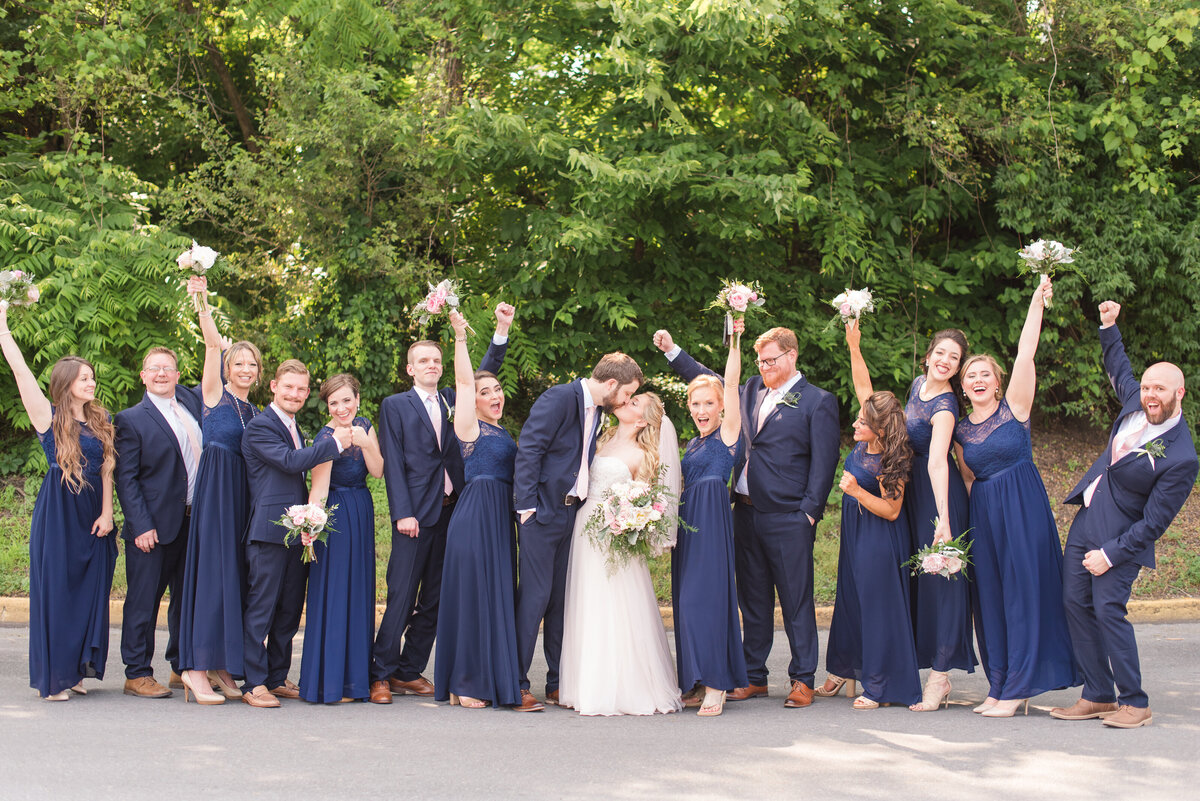 Large Bridal Party Navy Blue themed - photographed by Austin TX based photographer Lydia Teague