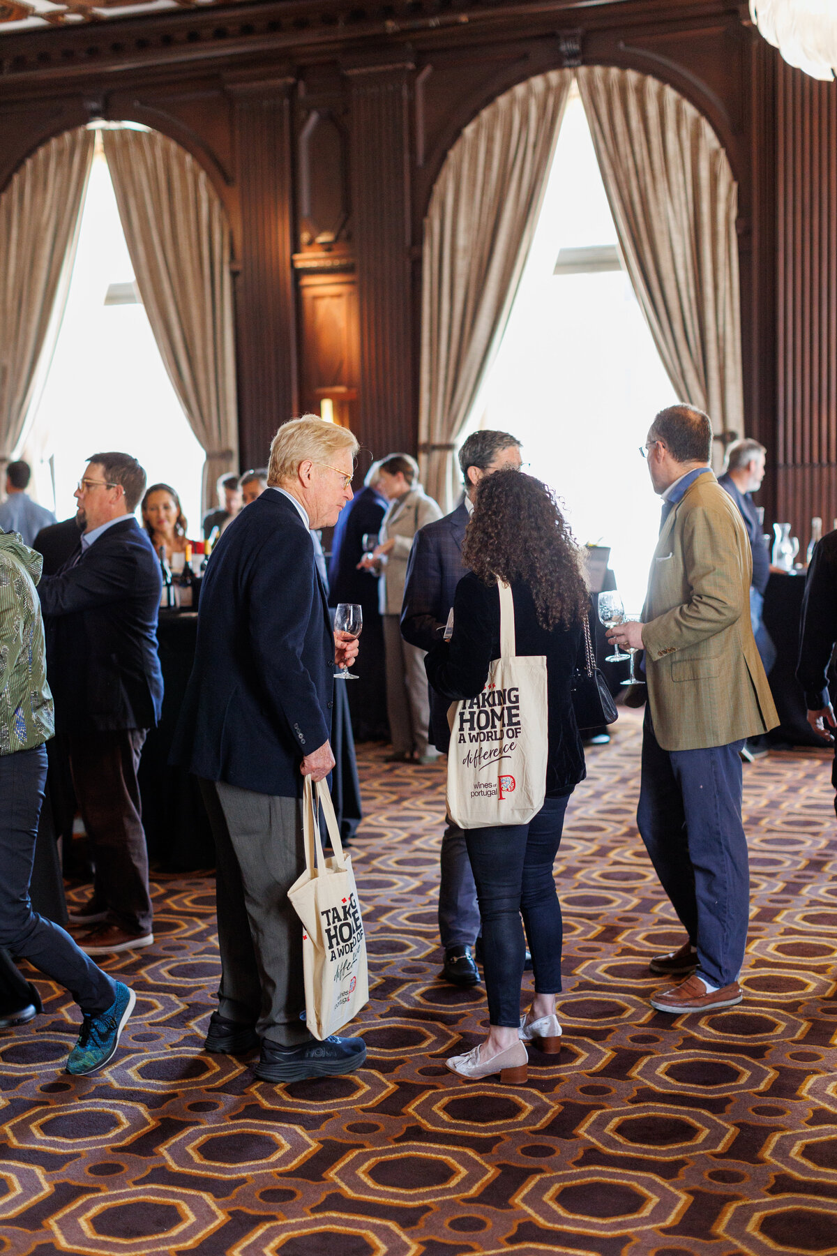 people gathering in a wine convention