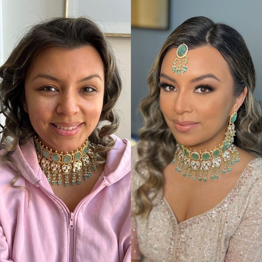 Ottawa beauty transformation: Before and after makeup reveal, showing Red Carpet Glamour's expertise.