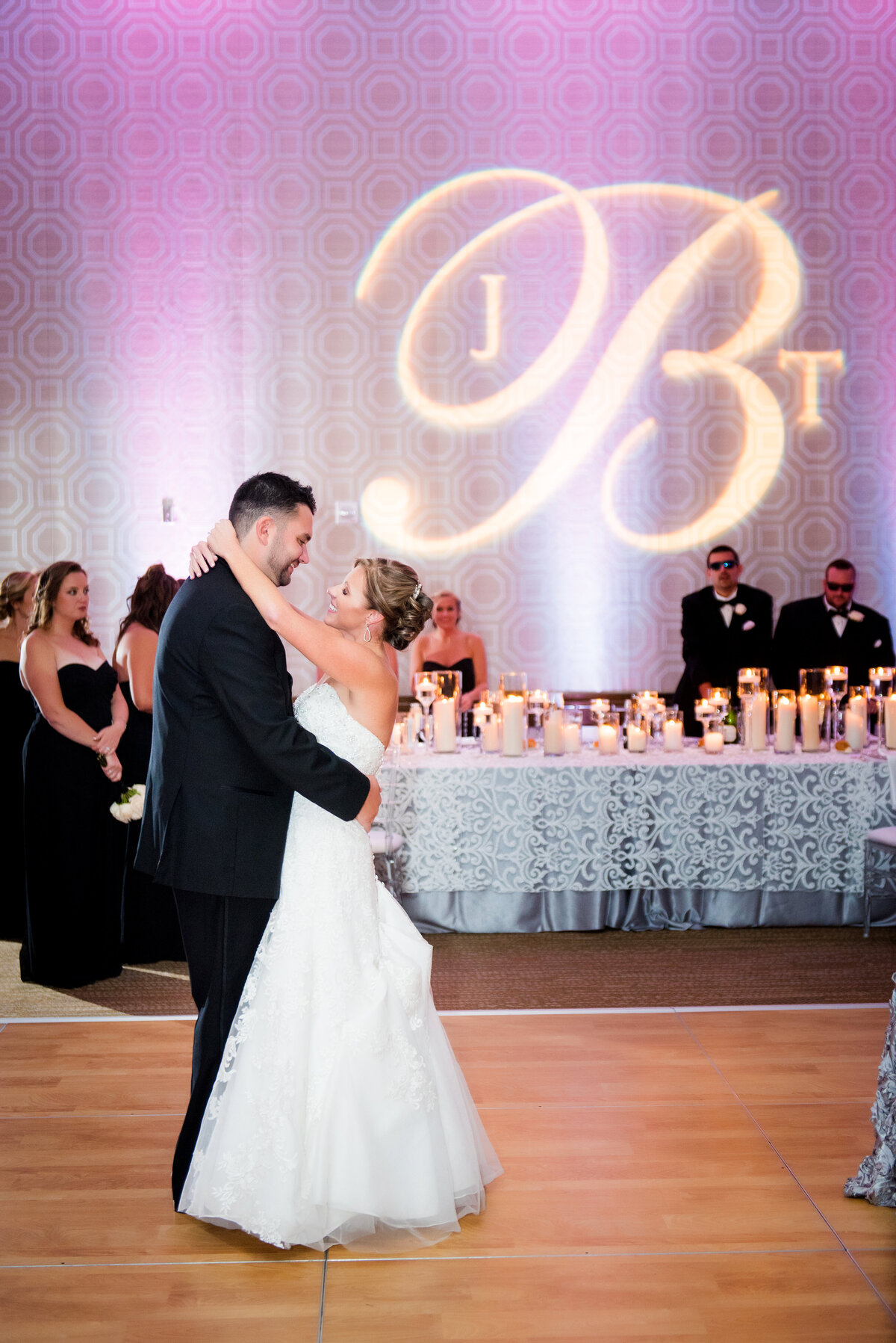 bride and groom dancing their first time at their wedding reception at fairmont hotel