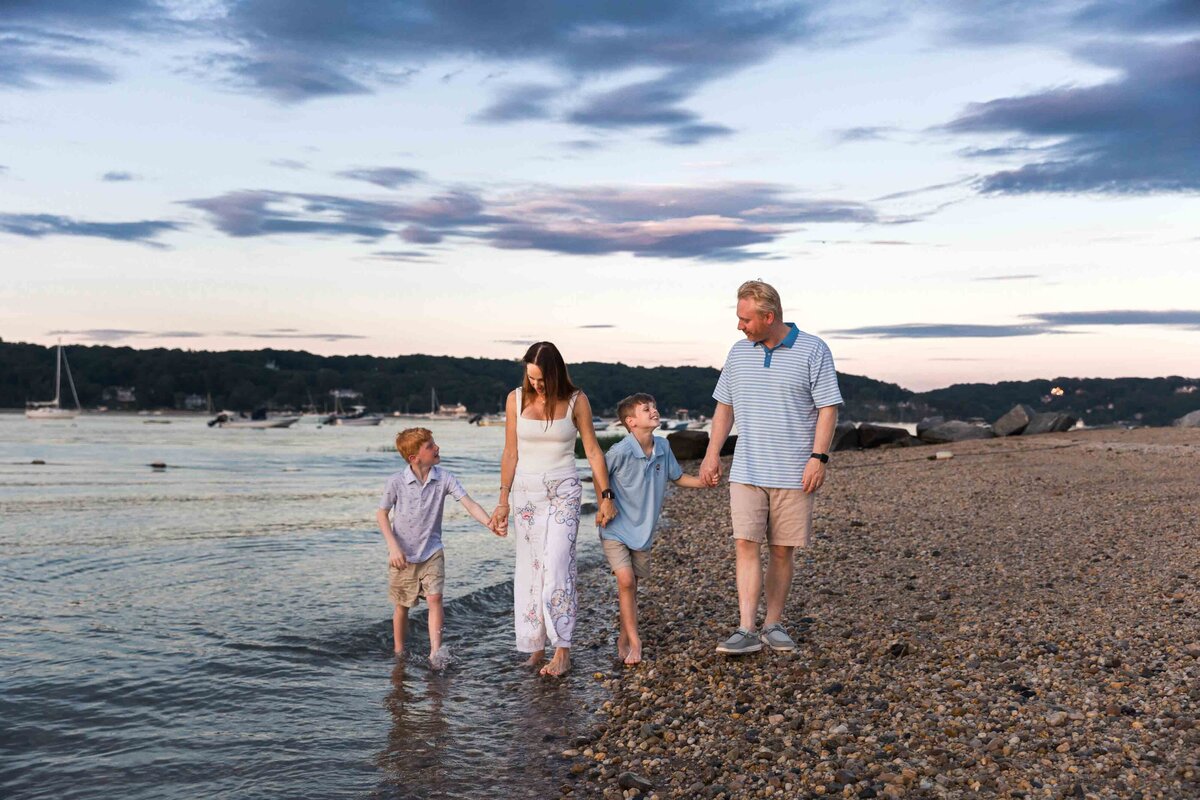 family walking in water long island family photos