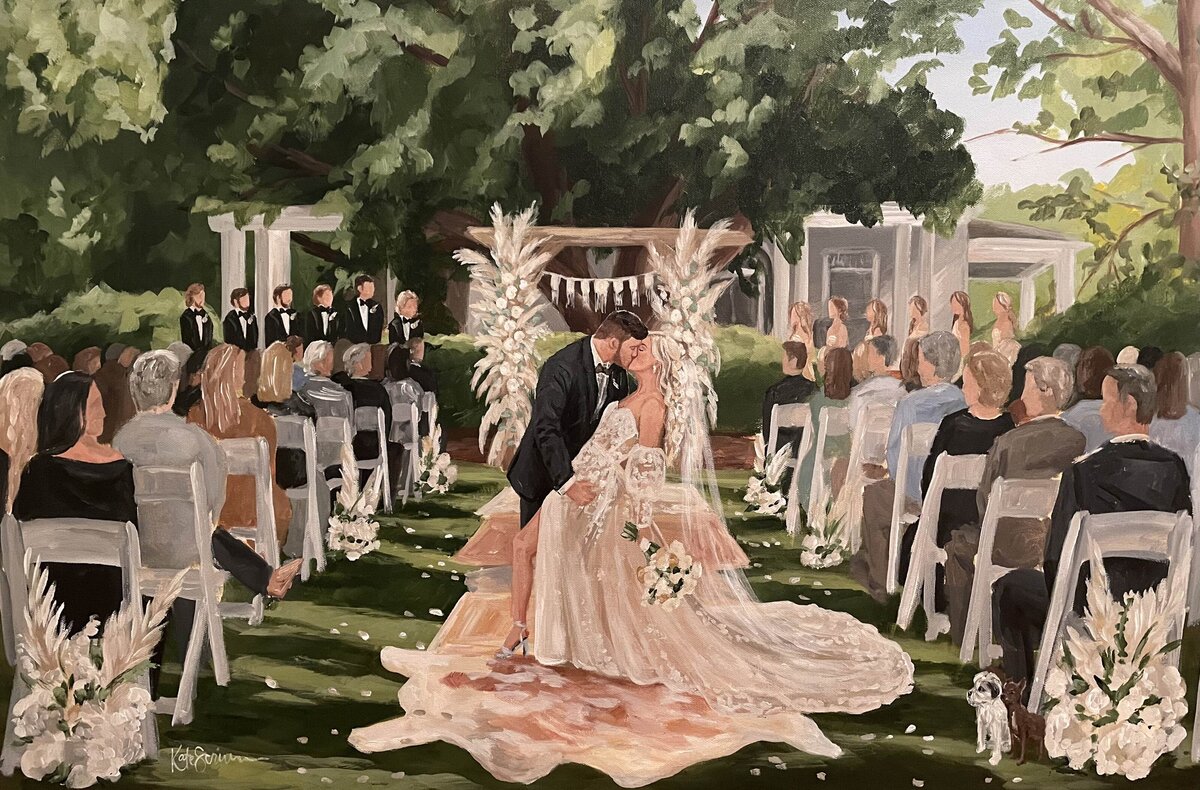 painting of bride and groom